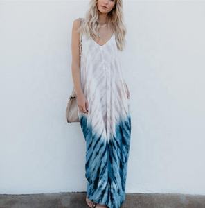 Colección de ropa de mujer rayón Tie dye Maxi vestido - Product Image 1