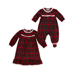 Vêtements imprimés rouges personnalisés pour noël, robe de nuit et barboteuse à motif floral pour petites filles - Product Image 6