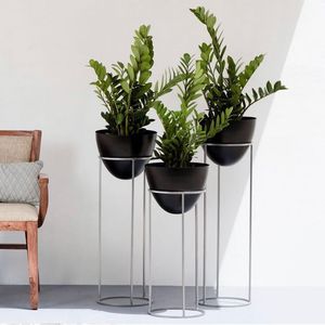 High Quality Set of 3 Metal Planters <b>Pots</b> <b>Stand</b> for Home and Garden Use Black <b>Pot</b> and Golden <b>Stand</b> High Quality Planters - Product Image 4