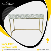 Console moderne en bois gris avec incrustations en os et miroir, design traditionnel, application pour salon, chambre, cuisine, salle de bain