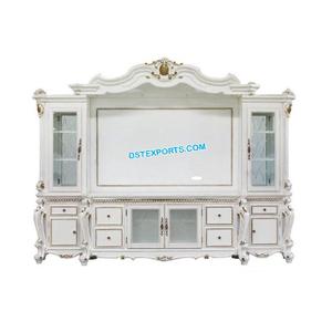 Victorian Style Pearl White <b>TV</b> Wall <b>Unit</b> Classic Vintage Style White <b>Gold</b> <b>TV</b> Cabinet Luxury Home <b>TV</b> Wall <b>Unit</b> in White <b>Gold</b> - Product Image 1