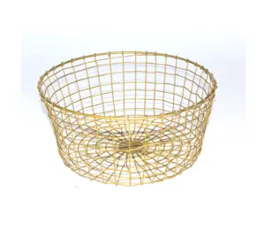 Iron Wire Laundry Hamper Round Laundry Storage Basket Detachable Liner Collapsible Gold Metal Storage Bin Household Basket