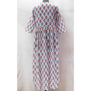 Vestido Largo de Verano para Mujer, Elegante, Estilo Bohemio, Informal, de Algodón Tejido, con Botones, Estampado Kuris, para Playa, Cintura Natural, Venta al por Mayor - Product Image 2