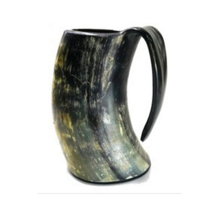 Modern Accents <b>Handmade</b> Luxury Buffalo Fox Horn Beer <b>Mug</b> for Bar Tender USed Home Bar USed Christmas - Product Image 1