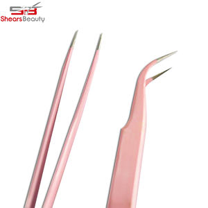 Pinzas de pestañas de acero inoxidable para mujer, pinzas de extensión de pestañas de volumen hechas a mano - Product Image 2