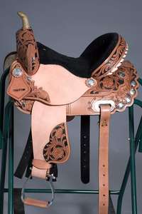 Ensemble de clous de selle de cheval occidental de course de baril en cuir véritable durable de qualité supérieure différentes tailles 14 '-18' et couleurs disponibles - Product Image 2