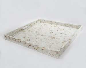 Plateau de service en nacre carré et rond pour bar de bureau d'hôtel à domicile au design floral au prix le plus bas - Product Image 4