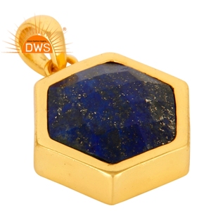 Fabricant de bijoux, pendentif en pierre précieuse Lapis Lazuli, plaqué or, argent Sterling 925, fait à la main - Product Image 3