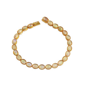 Natural Ethiopian Opal Gemstone <b>Bracelet</b> Gold Plated 925 Sterling <b>Silver</b> Wedding Religious Occasions Elegant Religious Style - Product Image 1