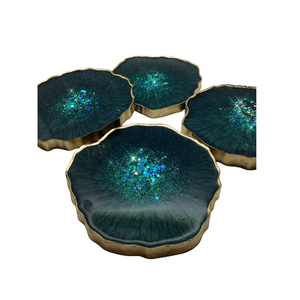Set Of 6 Resin <b>Green</b> Color <b>Coaster</b> Set From Manufacturer And Supplier In India Tea Cup And Glass <b>Coaster</b> Set - Product Image 2