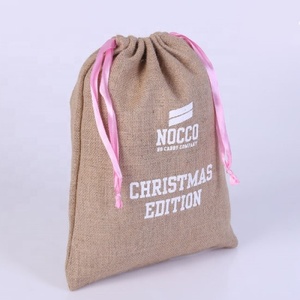 Hot Sale Custom Printed Burlap <b>Jute</b> Drawstring Pouch Wholesale Shopping <b>Bags</b> - Product Image 3