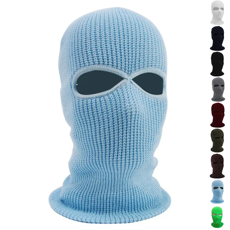 Original Wool Quality Two Hole Knitted Full Face Cover Ski Mask Winter Balaclava Warm Full Face Mask for Outdoor Sports Wear