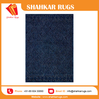 Tapis en laine bleu marine de luxe moderne sur mesure, tufté à la main, moelleux, lavable, antidérapant, pour cuisine et salon, design exclusif