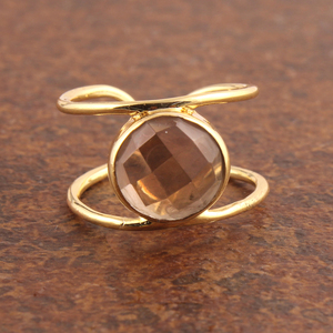 แหวนใส่ปาร์ตี้แบบเรียบง่ายตัวตรวจสอบ10มม.,แหวนควอตซ์แบบทึบกลมชุบทอง24K แหวนสองชั้นทำด้วยมือปรับได้สำหรับผู้ชายและผู้หญิง - Product Image 1