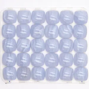 Real Gemstone Supplier Square Cushion Blue Lace Agate Cabochon For Setting