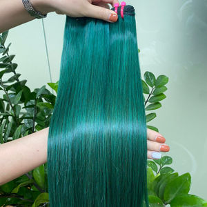 Extensions de cheveux humains Remy alignés sur les cuticules droites d'os couleur verte pour les perruques de femmes noires - Product Image 1