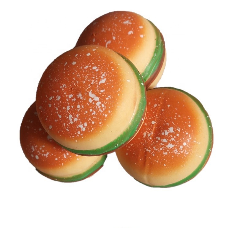 Оптовая продажа, настраиваемая резиновая игрушка-антистресс в виде гамбургера, игрушка-антистресс