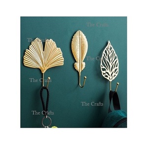Aluminium Gold Leaf Design <b>Safety</b> Hook Wall Hanging Hook for <b>Key</b> Coat Towel in Home Decor Accessories Heavy Industry Application - Product Image 4