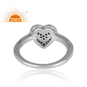 Bague de mariage en diamant pavé en forme de coeur en argent sterling plaqué rhodium blanc bijoux pour femmes cadeau pour elle - Product Image 4