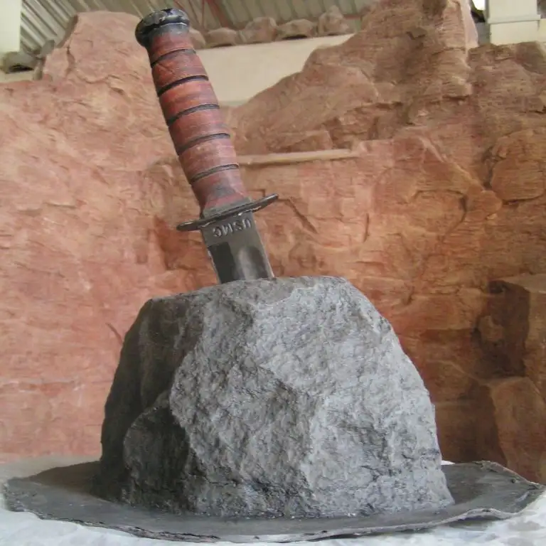 ナイフ挿入岩造園グラスファイバーFRP小石石庭用装飾研磨石。