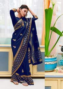 Banarasi Seda Jacquard Saree con Blusa Mujeres Wear Ladies Party Festival Daily Wear Suave Algodón Seda Sari Venta al por mayor Precio bajo Apparelgarment - Product Image 2