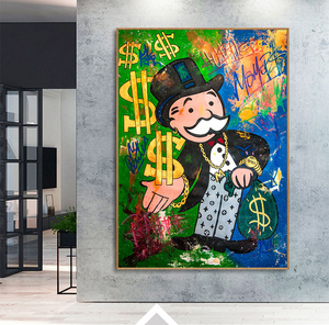 Pintura Decorativa de Pared en Lienzo Arte Pop Moderno Hecho a Mano de <span class=keywords><strong>Alec</strong></span> <span class=keywords><strong>Monopoly</strong></span> para el Hogar - Product Image 1