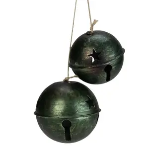 Große Metall klingel glocke mit rustikalem grünem Finish Weihnachts dekoration hängende Verzierung klingel glocke