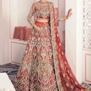 BELLE INDIENNE/PAKISTANAIS LOURD SUPERBE BRODERIE SUR DE MARIÉE LEHENGA,BLOUSE--DRESS Embelli ZARDOZI travail pour le Mariage @ 2021 - Product Image 1