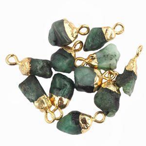Conector de pepita de Esmeralda delicada Natural, galvanoplastia de oro, colgante hecho a mano de una sola fianza, Conector de encanto, borde dorado, dijes DIY - Product Image 1