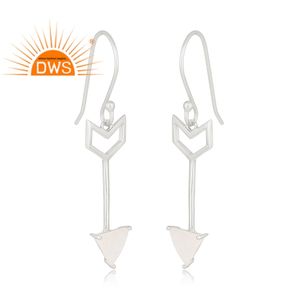 Focused Arrow Shape 925 Silver Dangle Earrings Wholesale Rainbow Moonstone Gemstone Earrings Jewelry - Product Image 2