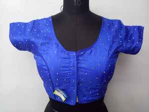 เสื้อเบลาส์สำหรับผู้หญิงลายจุดสำหรับงานปาร์ตี้ดีไซน์ใหม่ล่าสุดสีฟ้าเข้ม - Product Image 2