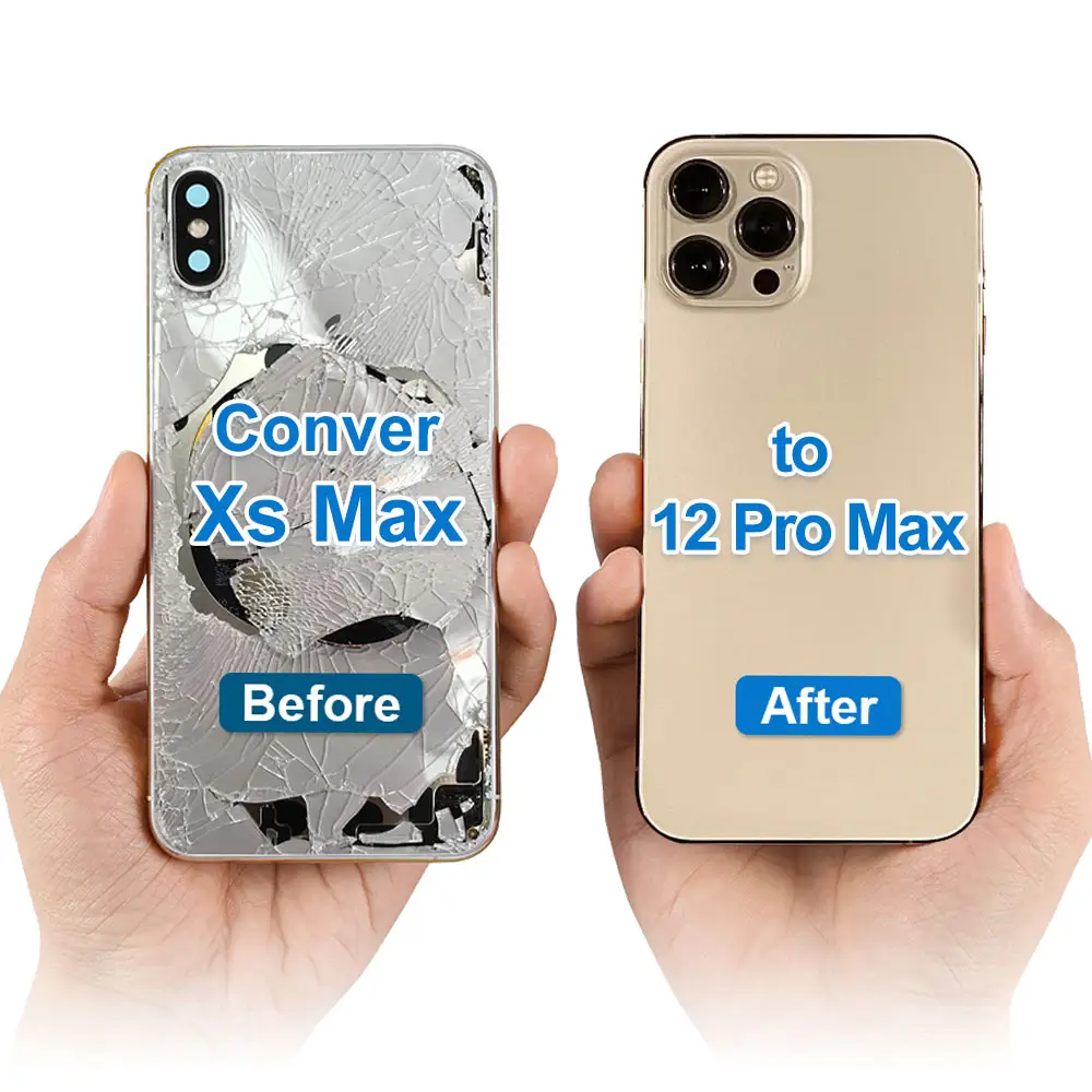 DIY back housing convert for iphone xs max into 12 pro max, back cover housing for iphone x to 12 pro back glass frame change
