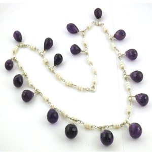 มาแรง! สร้อยคอเงินไข่มุกและอเมทิสต์แอฟริกันที่พราวและสวยงาม - Product Image 1