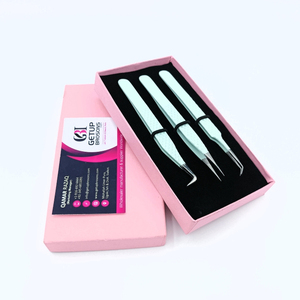 1 pincettes pour extensions de cils, outils de beauté droits en acier inoxydable, avec revêtement de poudre, de lunettes de mer à 90 degrés, 45 degrés, vente en gros - Product Image 1