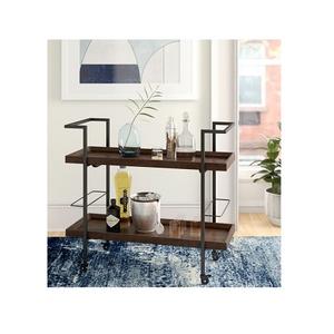 Chariot de service de qualité supérieure Chariot de service de nourriture de couleur noire en fer et en bois pour l'hôtel et le restaurant - Product Image 6