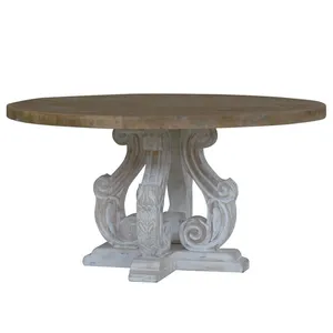 Wooden Furniture - Indonesian Round Indoor Dining Table Solid Wood Furniture