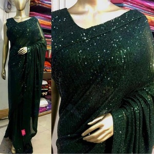 Georgette-Blusa Saree bordada con secuencia para mujer, blusa de diseño indio para fiesta de boda, venta al por mayor - Product Image 3