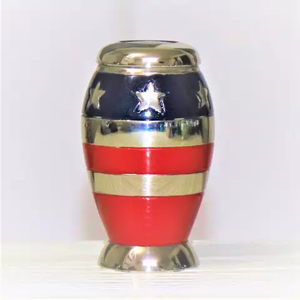 Urnas de cremación para cenizas funerarias, recuerdo de foto de la bandera americana clásica, Metal, latón/aluminio - Product Image 4