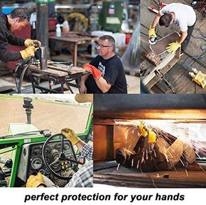 Grip Leather Work Gloves Stretchable Wrist Tough Original Cowhide Lining Working Gloves Hand Safety Work Construction - Product Image 5
