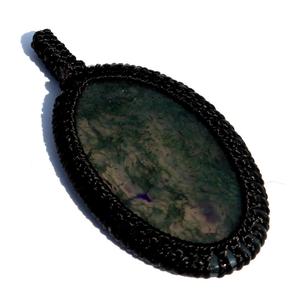 Piedra curativa de cristal ovalado natural bohemio al por mayor, colgante de cordón de macramé, símbolo budista, piedras naturales, cabujón de piedras preciosas - Product Image 5