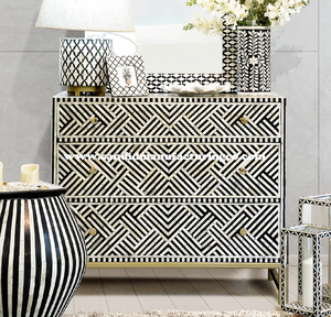 เฟอร์นิเจอร์ฝังกระดูกหรูหราเฟอร์นิเจอร์กระดูกฝังกระดูกลิ้นชักหน้าอกของลิ้นชักเฟอร์นิเจอร์ดอกไม้สีดำ - Product Image 4