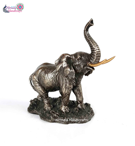 Statue et figurines d'éléphant en résine polymère sculptées à la main, style Art déco, artisanat Nirmala, ornement de table - Product Image 4