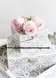 Caja de joyería con incrustaciones de hueso rectangulares hechas a mano de madera Natural con almacenamiento de pañuelos para collares, pulseras, anillos, colgantes, pendientes - Product Image 4