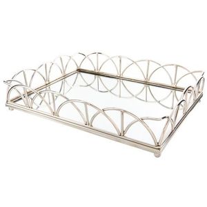 Bandeja de servicio de espejo de forma redonda, plato hecho a mano de calidad superior, bandeja de servicio de espejo decorativa de mesa al por mayor con estilo clásico - Product Image 2