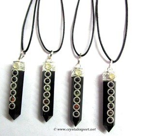 Pendentifs Chakra en Tourmaline noire, pièces, vente en gros - Product Image 1