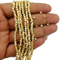 Perles en vrac en cuivre plaqué or, taillées en diamant, de qualité supérieure, pour la fabrication de bijoux DIY, de 2 mm à 6 mm