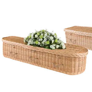Ataúd de Mimbre y Ratán Marrón Económico y Duradero para Adultos, con Capacidad de 220 Pulgadas Cúbicas, para Entierros y Artículos Funerarios - Product Image 1