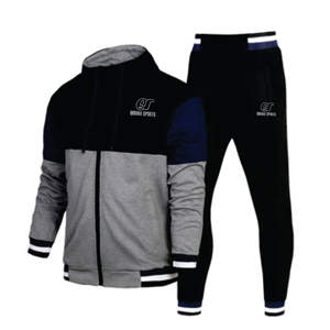 Survêtement polaire à panneau contrasté pour hommes, ensemble de bas de sweat à capuche, survêtement de fitness, survêtement d'entraînement - Product Image 5