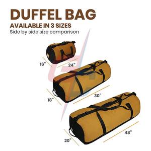 Grand sac polochon en toile robuste tout usage, sac polochon d'extérieur avec fermeture éclair sur toute la longueur pour l'extérieur - Product Image 4