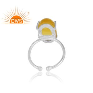 Bague en argent Sterling simple, bijou à la calcédoine jaune, vente en gros, styliste - Product Image 3